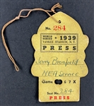 1939 World Series Die-Cut Press Pass for New York Yankees vs. Cincinnati Reds – Games 1 and 2