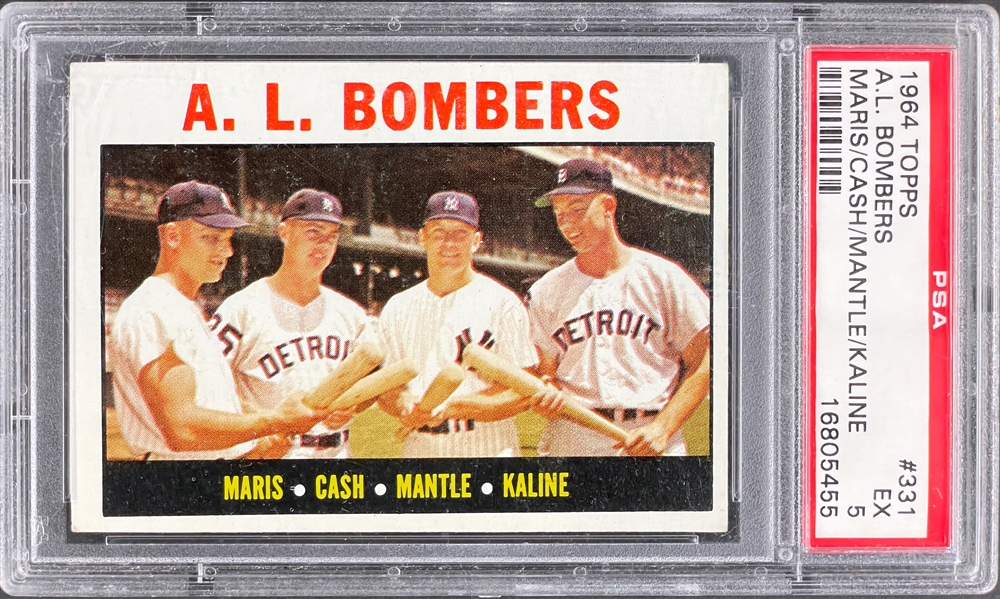 1964 Topps #331 A.L. Bombers Maris/Cash/Mantle/Kaline - PSA EX 5