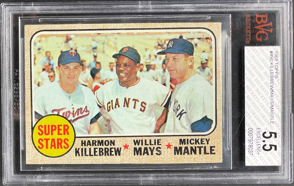 1968 Topps #490 Killebrew/Mays/Mantle - BVG EX+ 5.5