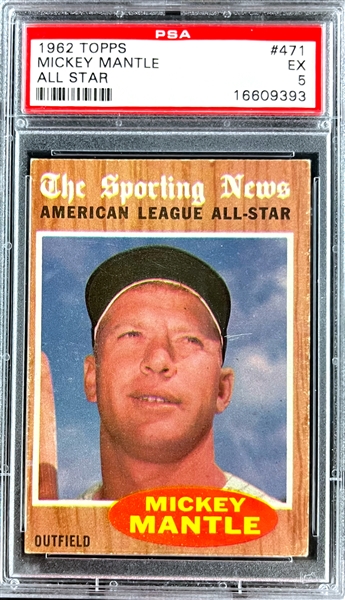 1962 Topps #471 Mickey Mantle All Star - PSA EX 5