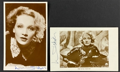 Marlene Dietrich Signed Photo Postcards (2) (JSA)
