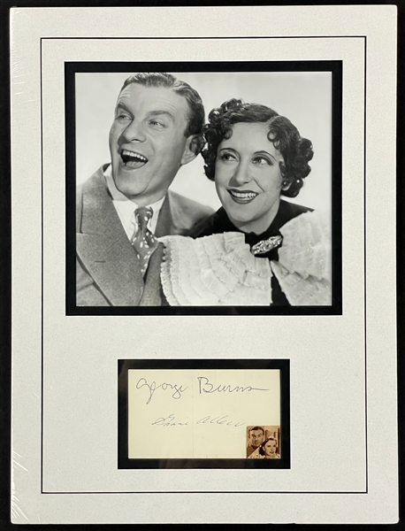 George Burns and Gracie Allen Signed Index Card in Photo Display (JSA)