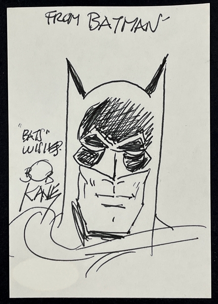 Batman Presentation Drawing by Creator Bob Kane - "From Batman-Bats Wishes" (JSA)