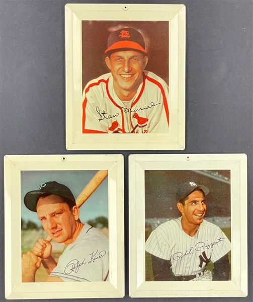 1950-52 Wheaties Tin Tray Premiums Near Set (3/4) with Musial, Rizzuto and Kiner