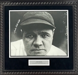Babe Ruth Charles Conlon "The Eyes of Babe Ruth" Photograph Display Signed by Ruths Granddaughter Linda Ruth