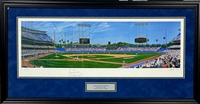 1989 Tommy Lasorda Signed Dodger Stadium Panoramic Limited Edition Lithograph (461/500) - Also Signed by Artist Andy Jurinko (Beckett)