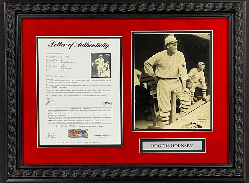 1926 Rogers Hornsby Original News Service Photo (PSA/DNA TYPE I) in Framed Display