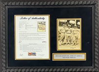 1927 Rogers Hornsby, Bob OFarrell and Frankie Frisch Original News Service Photo (PSA/DNA TYPE I) in Framed Display