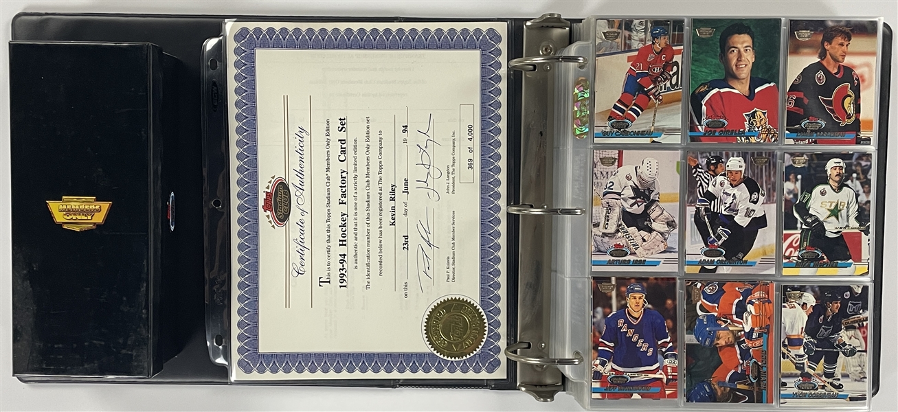 1993 Topps Hockey Stadium Club Members Only Complete Set with Original Binder and Box