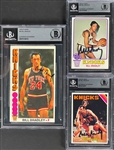 Bill Bradley Signed 1973, 1975 and 1976 Topps Basketball Cards - (Encapsulated by Beckett)
