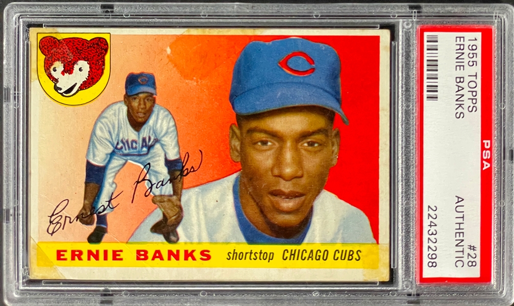 1955 Topps #28 Ernie Banks - PSA Authentic