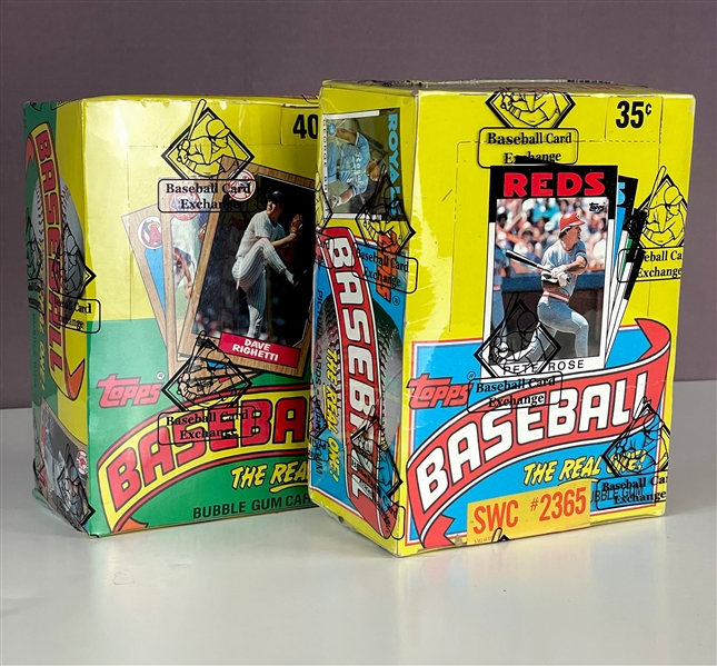 1986 and 1987 Topps Baseball Unopened Wax Boxes - 36 Packs in Each (BBCE Encapsulated)
