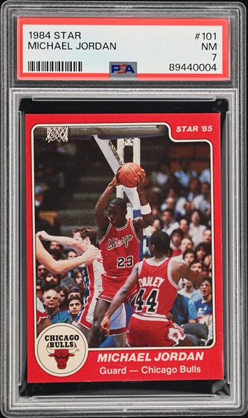 1984 Star Basketball #101 Michael Jordan Rookie Card - PSA NM 7