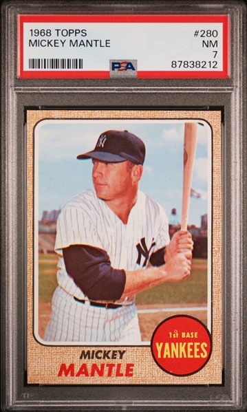 1968 Topps #280 Mickey Mantle - PSA NM 7