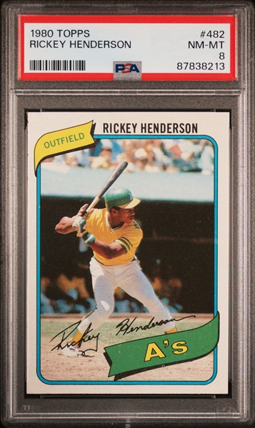 1980 Topps #482 Rickey Henderson - PSA NM-MT 8