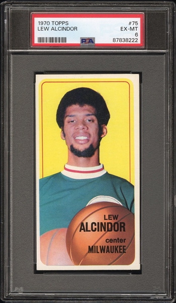 1970 Topps Basketball #75 Lew Alcindor - PSA EX-MT 6
