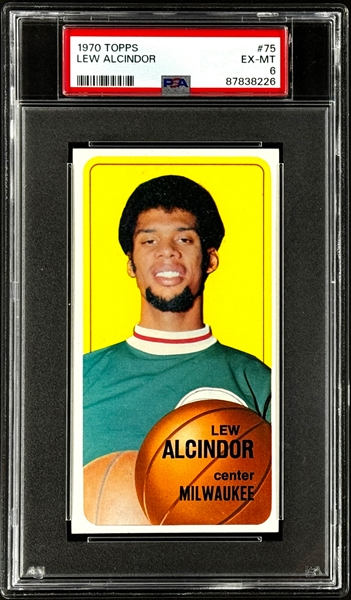 1970 Topps Basketball #75 Lew Alcindor - PSA EX-MT 6