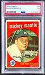 1959 Topps #10 Mickey Mantle - PSA VG 3