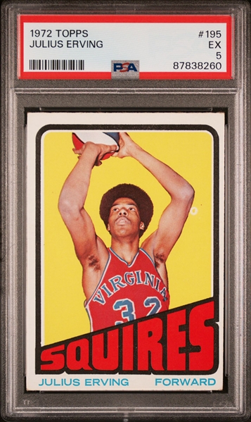 1972 Topps #195 Julius Erving Rookie Card - PSA EX 5