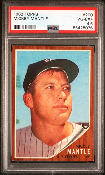 1962 Topps #200 Mickey Mantle - PSA VG-EX+ 4.5