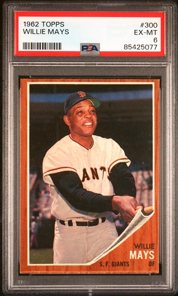 1962 Topps #300 Willie Mays - PSA EX-MT 6