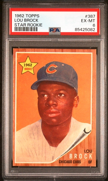 1962 Topps #387 Lou Brock Star Rookie - PSA EX-MT 6