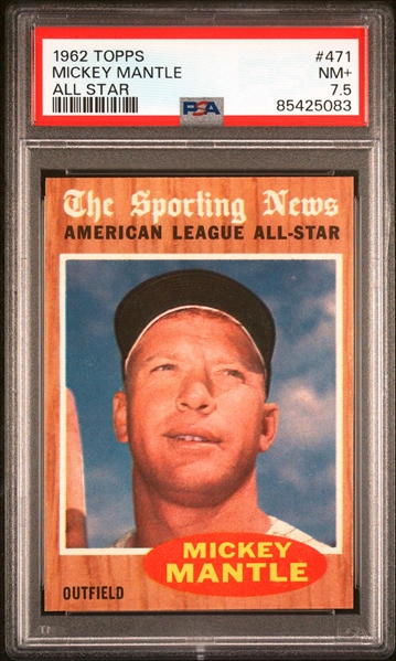 1962 Topps #471 Mickey Mantle All Star - PSA NM+ 7.5