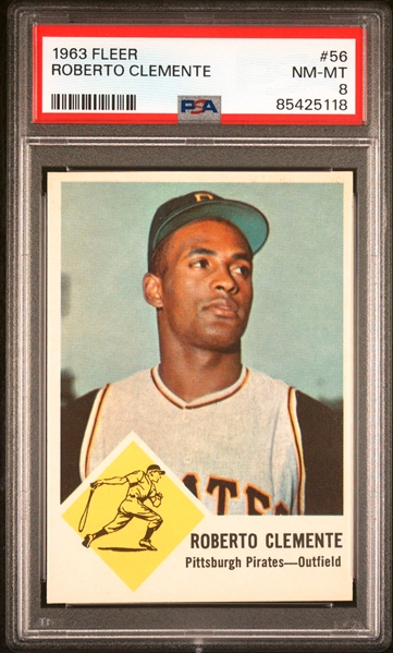 1963 Fleer #56 Roberto Clemente - PSA NM-MT 8