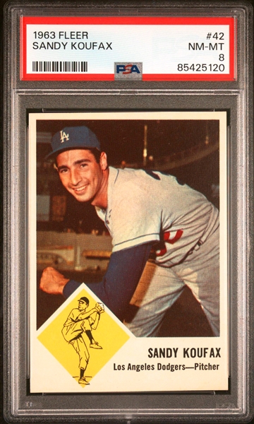 1963 Fleer #42 Sandy Koufax - PSA NM-MT 8