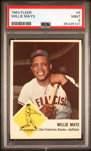 1963 Fleer #5 Willie Mays - PSA MINT 9 - ONLY TWO GRADED HIGHER!