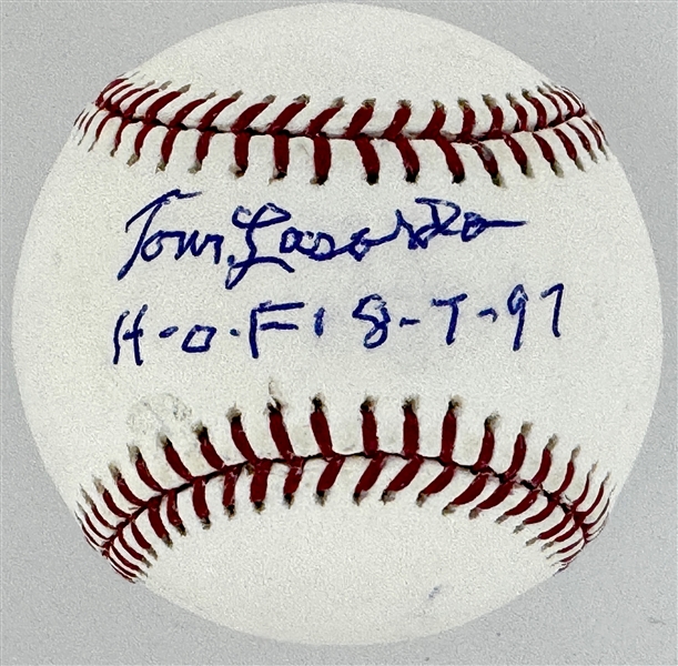 Tommy Lasorda Single Signed Baseball ("HOF 8-7-97")  (Beckett Authentic)