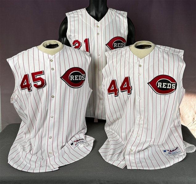 2000s Cincinnati Reds Signed Game Used Jerseys Trio Incl. Sean Casey, Adam Dunn and Elmer Dessens (Beckett Authentic)