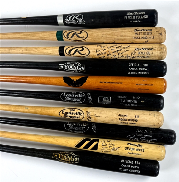 Game Used Bat Collection (10) Incl. Benito Santiago - Acquired by Teammate Juan Castro