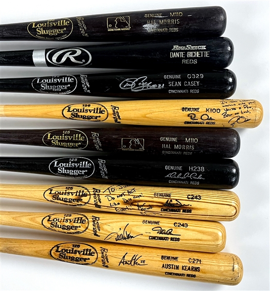 Cincinnati Reds Game Used Bat Collection (9) Incl. Dante Bichette and Adam Dunn  - Acquired by Teammate Juan Castro