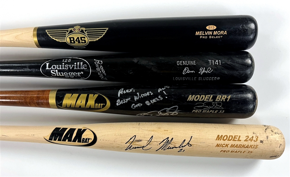 Baltimore Orioles Game Used Bat Collection (4) Incl. Melvin Mora (Beckett Authentic) Acquired by Teammate Juan Castro