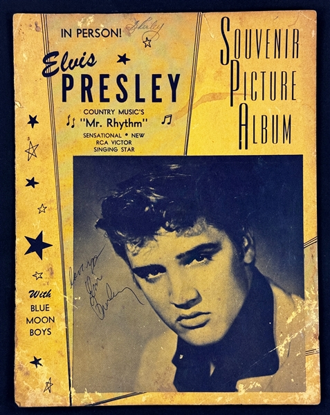 1956 Elvis Presley Signed Front Cover to <em>Mr. Rhythm</em> Magazine with Back Cover Signed by Scotty Moore, D.J. Fontana and Others (Beckett Authentic)