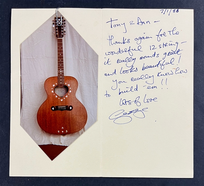 George Harrison Handwritten Card to Noted British Luthier, Tony Zemaitis Thanking Him for Guitar (Beckett Authentic)