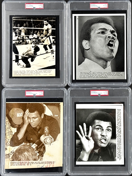 Muhammad Ali News Service Photo Collection (8) with Five PSA/DNA Encapsulated Examples