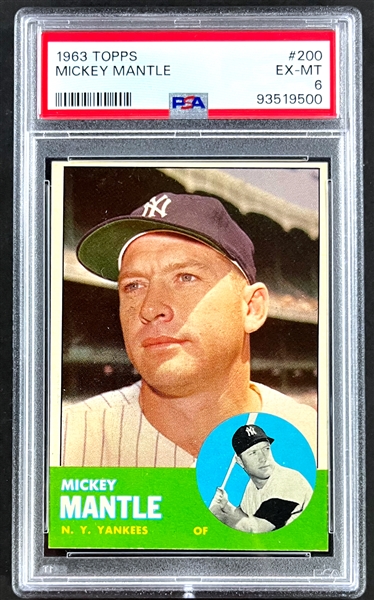 1963 Topps #200 Mickey Mantle  - PSA EX-MT 6