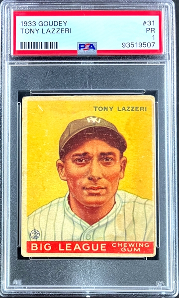 1933 Goudey 31 Tony Lazzeri - PSA PR 1