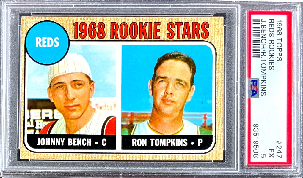 1968 Topps #247 Johnny Bench Rookie Card  - PSA EX 5