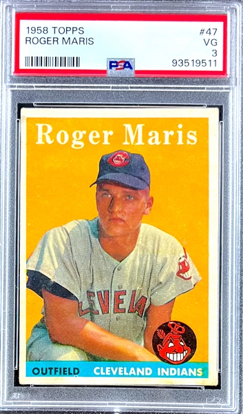 1958 Topps #47 Roger Maris Rookie Card - PSA VG 3