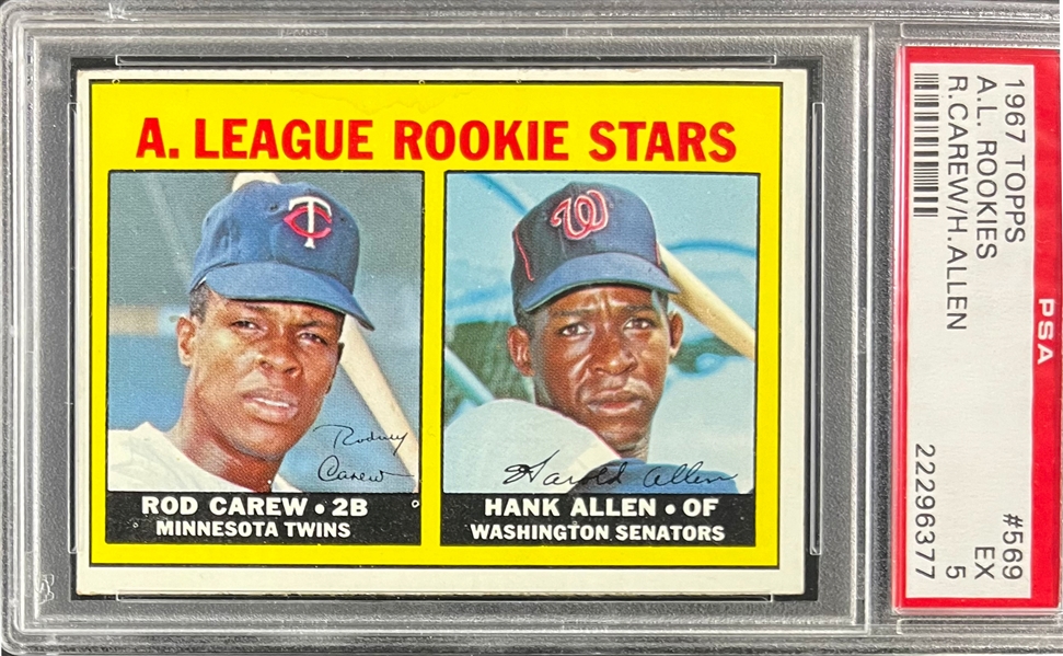 1967 Topps #569 Rod Carew Rookie Card - PSA EX 5