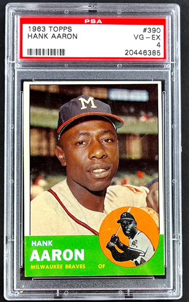 1963 Topps #390 Hank Aaron - PSA VG-EX 4