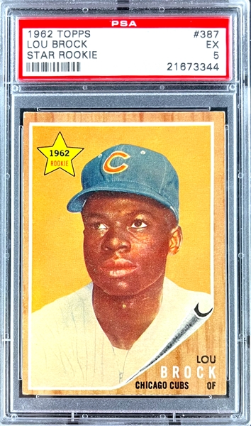 1962 Topps #387 Lou Brock Rookie Card - PSA EX 5