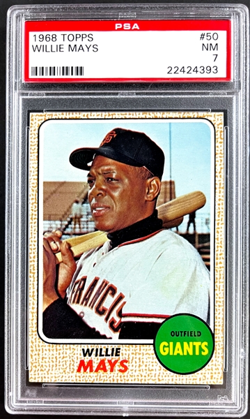 1968 Topps #50 Willie Mays - PSA NM 7