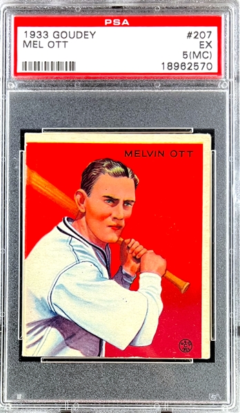 1933 Goudey #207 Mel Ott - PSA EX 5 (MC)