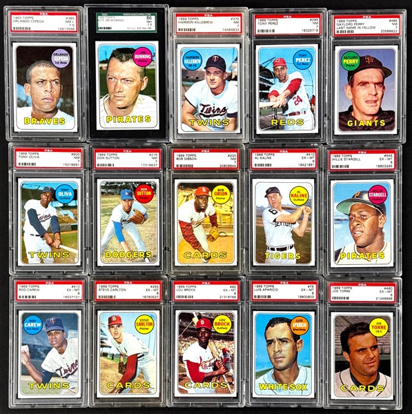 1969 Topps Hall of Famers and Stars Collection of 44 Incl. 29 Graded Cards