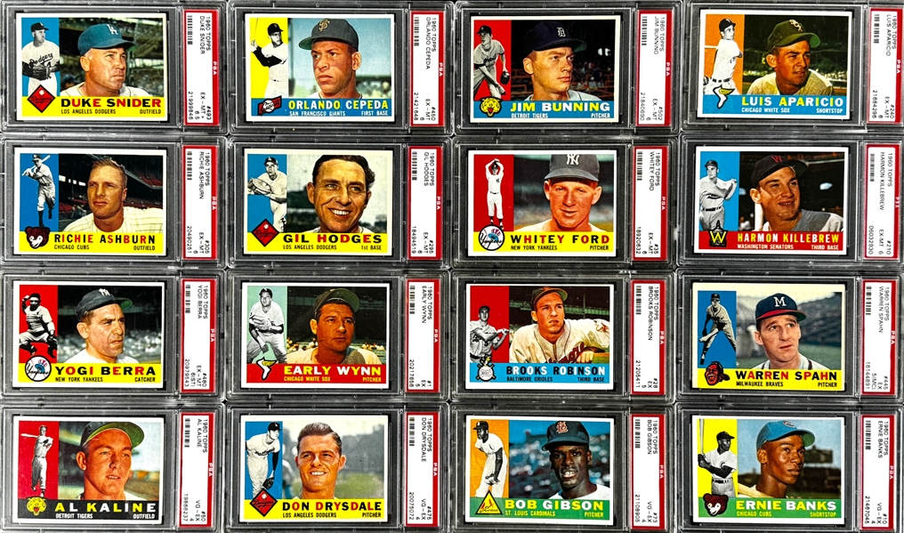 1960 Topps Hall of Famers and Stars Collection of 34 Incl. 17 Graded Cards 