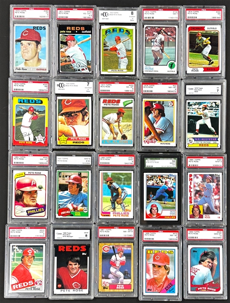 1970-1989 Topps Pete Rose Collection of 20 Graded Cards